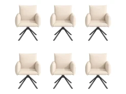 Conjunto de 6 sillas giratorias en terciopelo beige - Patas de metal - Para salón, dormitorio, oficina