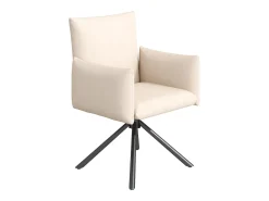 Conjunto de 6 sillas giratorias en terciopelo beige - Patas de metal - Para salón, dormitorio, oficina