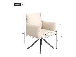 Conjunto de 6 sillas giratorias en terciopelo beige - Patas de metal - Para salón, dormitorio, oficina