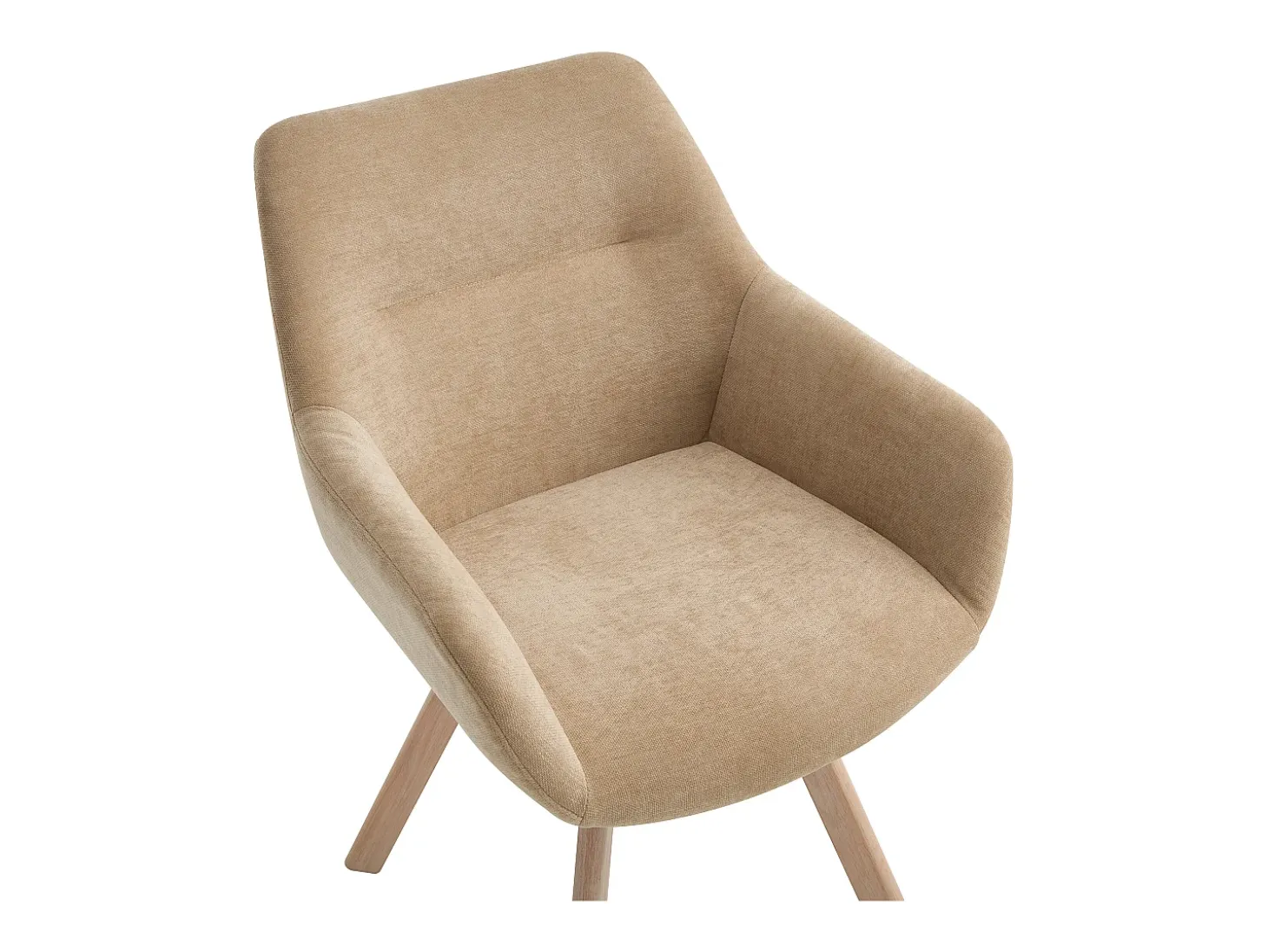 Conjunto de 6 sillas giratorias con reposabrazos de tela y roble - Beige - VELBURY