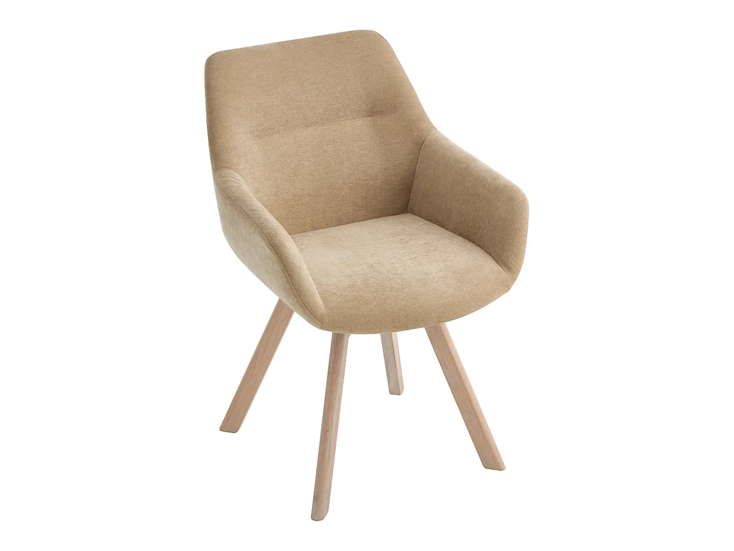 Conjunto de 6 sillas giratorias con reposabrazos de tela y roble - Beige - VELBURY