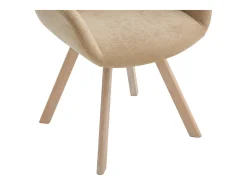 Conjunto de 6 sillas giratorias con reposabrazos de tela y roble - Beige - VELBURY