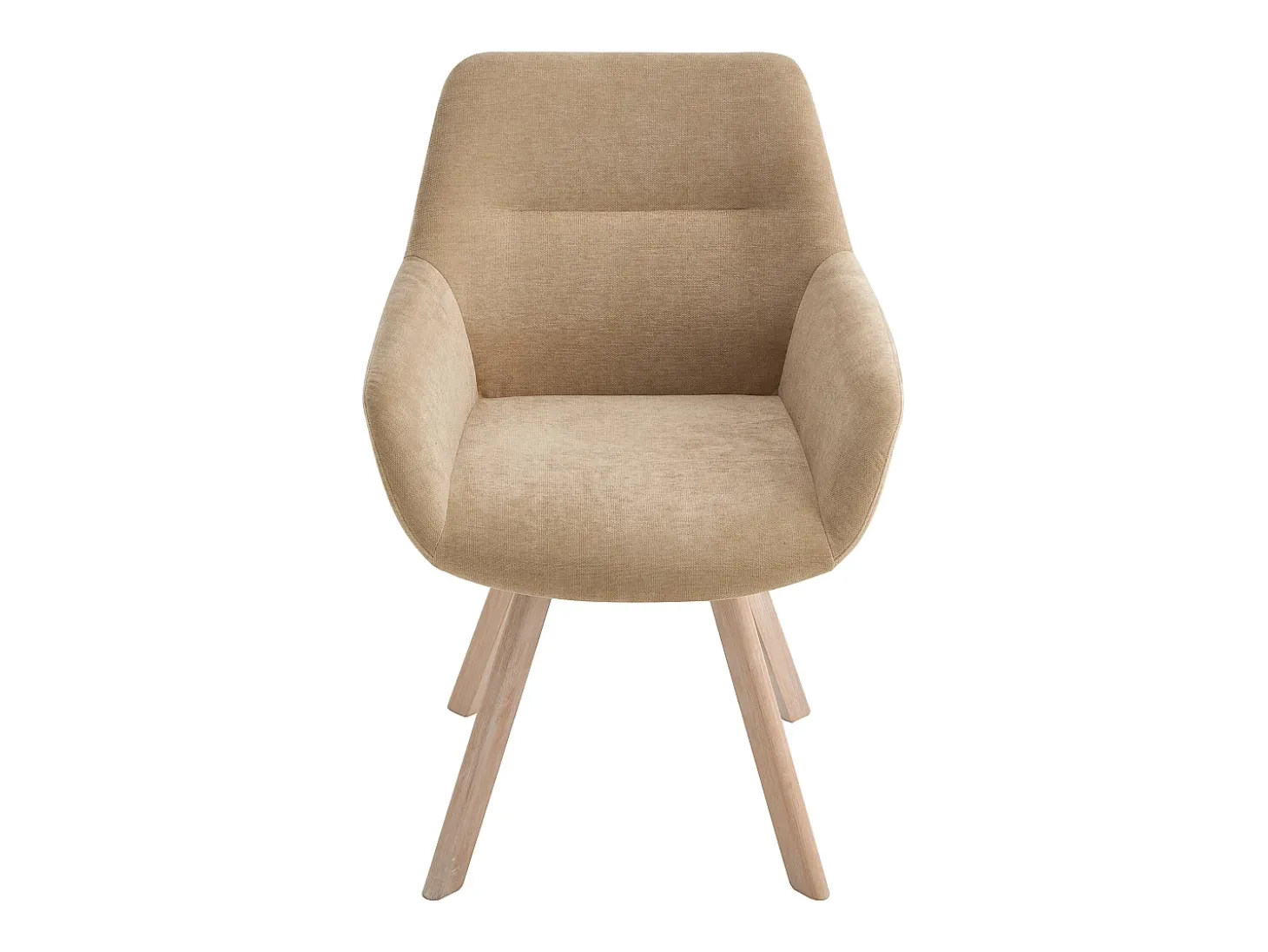 Conjunto de 6 sillas giratorias con reposabrazos de tela y roble - Beige - VELBURY