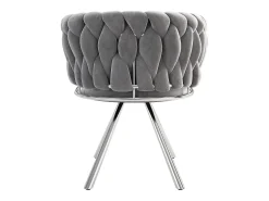 Conjunto de 2 sillas giratorias con reposabrazos en terciopelo gris y metal plateado
