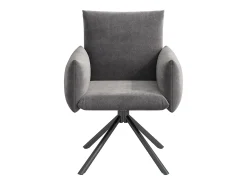 Conjunto de 6 sillas giratorias en terciopelo gris - Patas de metal - Para salón, dormitorio, oficina
