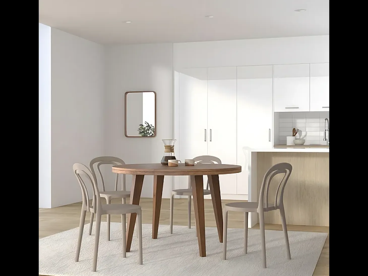 Conjunto de 2 sillas modernas "Caffè" gris paloma de polipropileno apilables para exterior e interior cm 53x53 83h