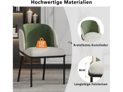 Conjunto de 6 sillas modernas con patas en ángulo - 55 x 55 x 85 cm - patas negras - metal + madera - beige + verde