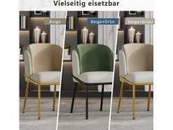 Conjunto de 6 sillas modernas con patas en ángulo - 55 x 55 x 85 cm - patas negras - metal + madera - beige + verde