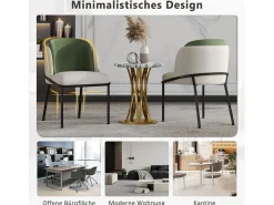 Conjunto de 2 sillas modernas con patas en ángulo - 55 x 55 x 85 cm - patas negras - metal + madera - beige + verde