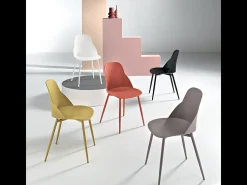 Conjunto de 2 sillas modernas blancas "Solinea" en polipropileno con estructura de metal cm 44x51 82h