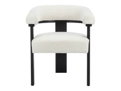 Conjunto de 2 sillas reposabrazos en tela bouclé y madera de Haya - Blanco y negro - LIVELIA