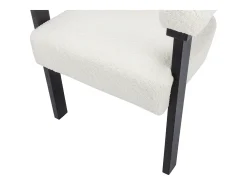 Conjunto de 2 sillas reposabrazos en tela bouclé y madera de Haya - Blanco y negro - LIVELIA