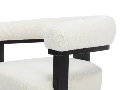 Conjunto de 2 sillas reposabrazos en tela bouclé y madera de Haya - Blanco y negro - LIVELIA