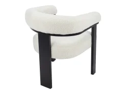 Conjunto de 2 sillas reposabrazos en tela bouclé y madera de Haya - Blanco y negro - LIVELIA