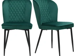 Conjunto de 6 sillas tapizadas en terciopelo - estructura metálica - Verde