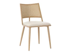 Conjunto de 6 sillones de ratán con asiento acolchado de PU, color beige