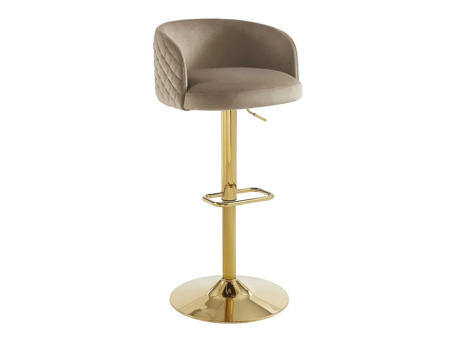 Conjunto de 2 taburete de bar de terciopelo y metal dorado - Altura ajustable - Beige - PERLANITA