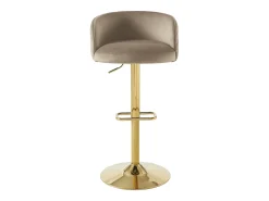 Conjunto de 2 taburete de bar de terciopelo y metal dorado - Altura ajustable - Beige - PERLANITA