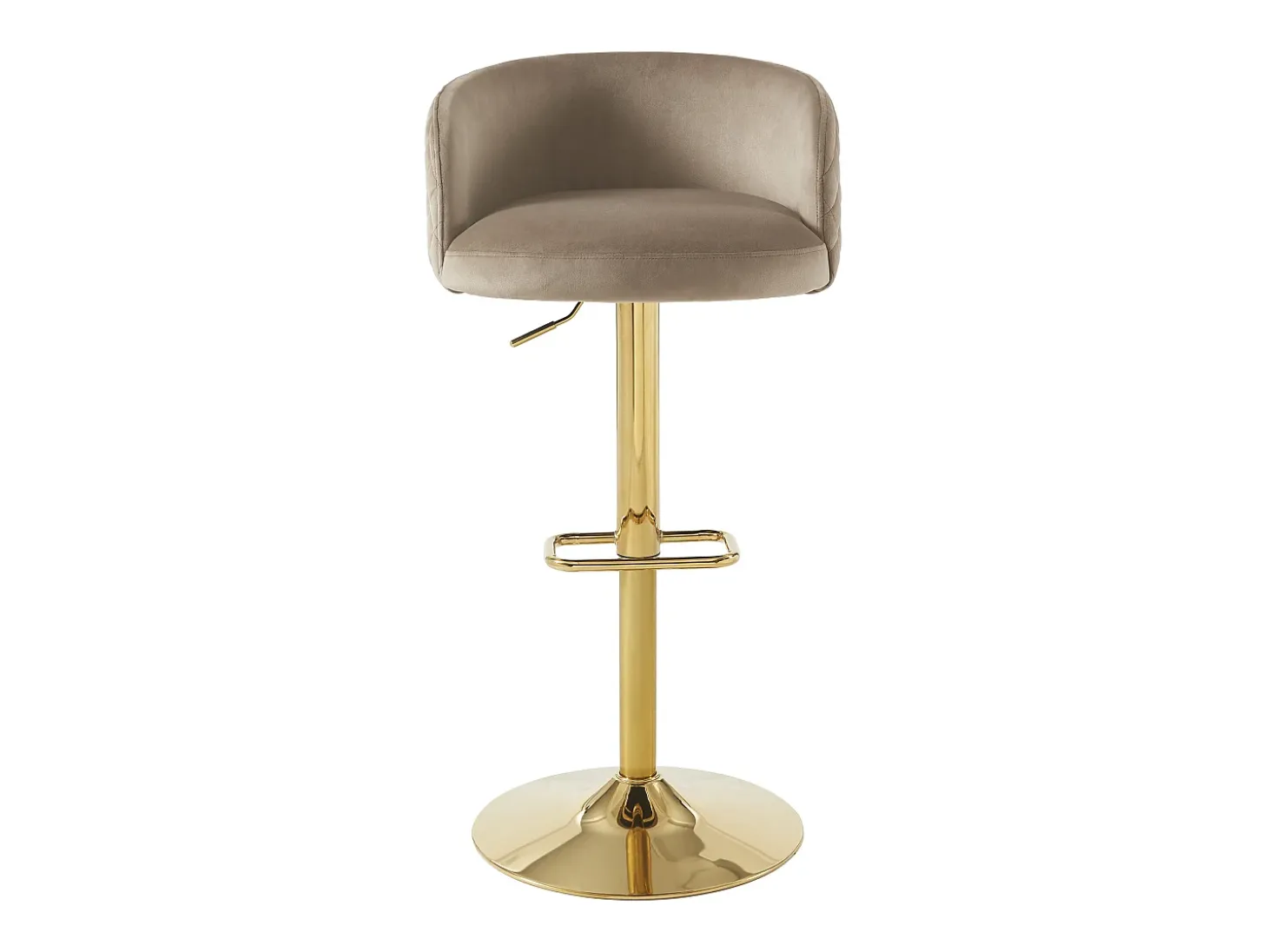 Conjunto de 2 taburete de bar de terciopelo y metal dorado - Altura ajustable - Beige - PERLANITA