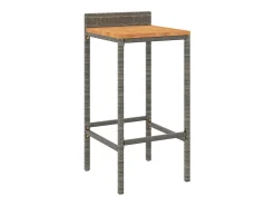 Conjunto de 2 taburetes de bar grises en resina trenzada y madera de acacia.