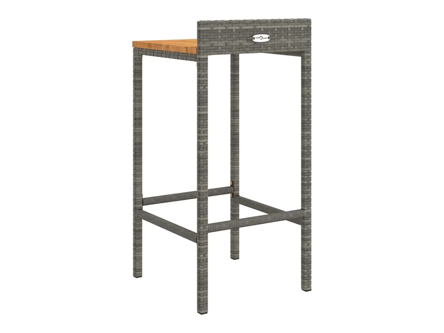 Conjunto de 2 taburetes de bar grises en resina trenzada y madera de acacia.