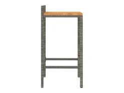 Conjunto de 2 taburetes de bar grises en resina trenzada y madera de acacia.