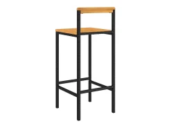 Conjunto de 2 taburetes de bar negros en resina trenzada y madera de acacia.