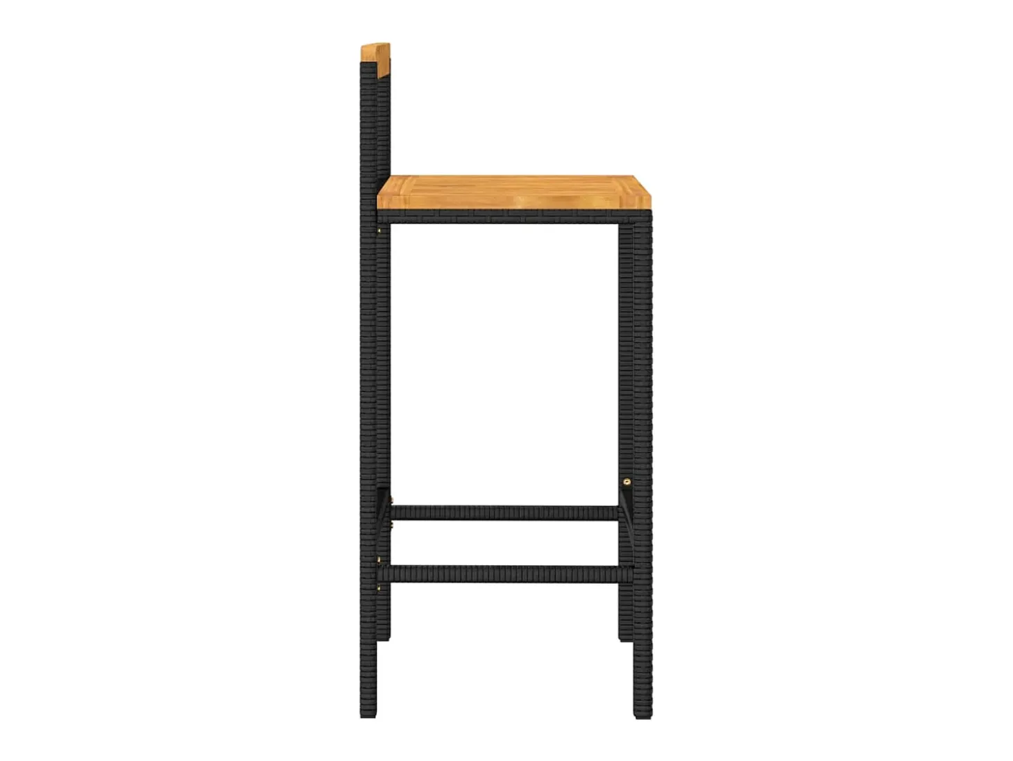 Conjunto de 2 taburetes de bar negros en resina trenzada y madera de acacia.