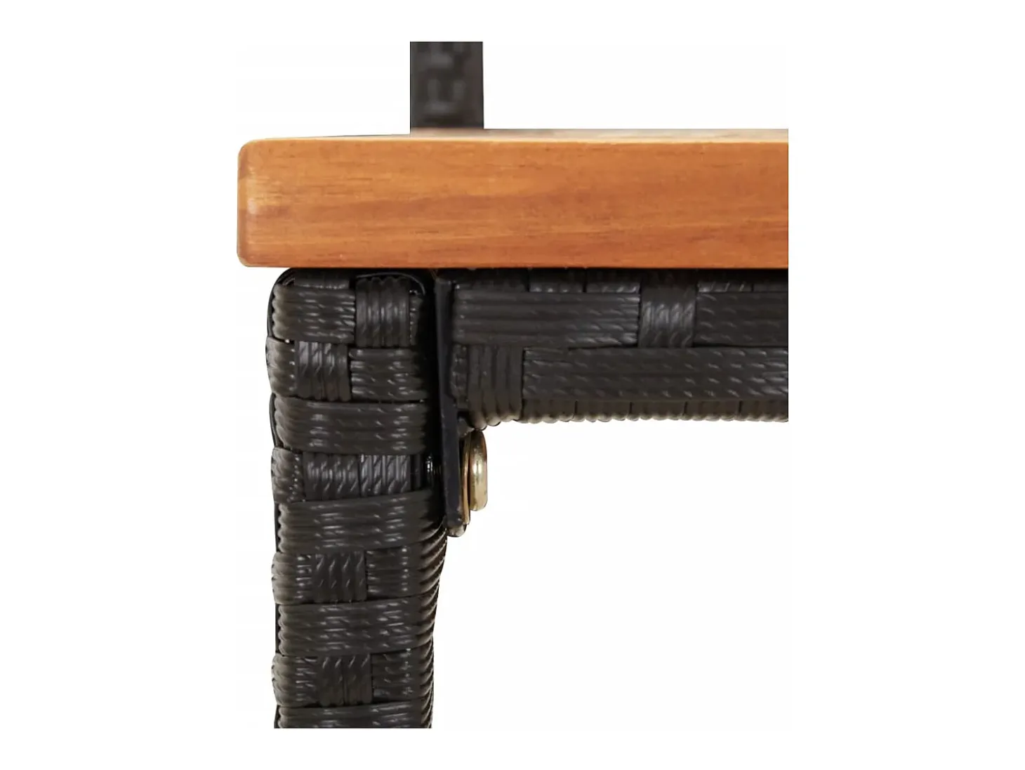 Conjunto de 2 taburetes de bar negros en resina trenzada y madera de acacia.