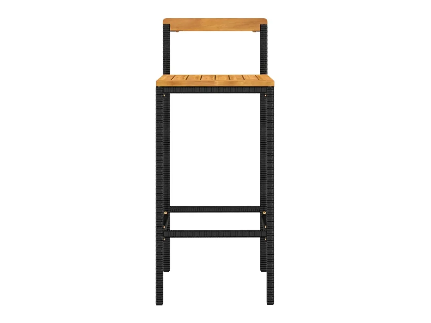 Conjunto de 2 taburetes de bar negros en resina trenzada y madera de acacia.