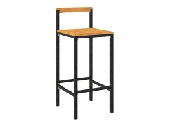 Conjunto de 2 taburetes de bar negros en resina trenzada y madera de acacia.