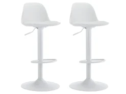 Conjunto de 2 taburetes de bar de polipropileno y metal - Blanco - XAFY