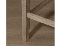 Conjunto de 2 taburetes de bar con respaldo, madera maciza y tela, tapizado, gris y natural (47x50x101cm)