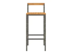 Conjunto de 2 taburetes de bar grises en resina trenzada y madera de acacia.