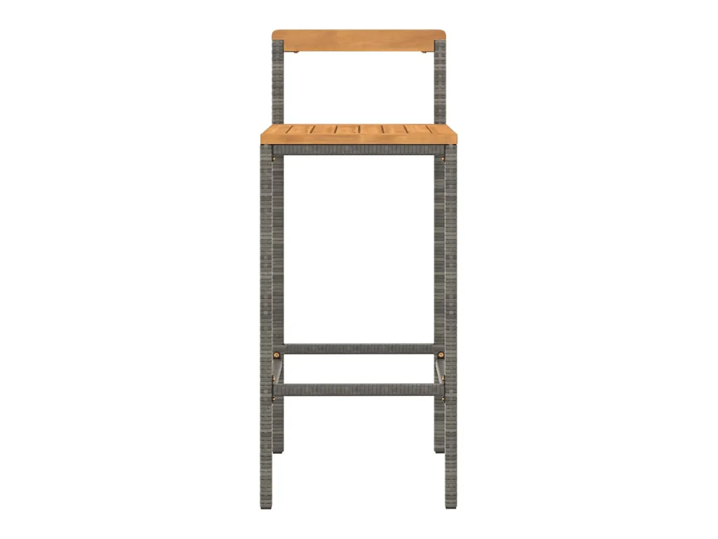 Conjunto de 2 taburetes de bar grises en resina trenzada y madera de acacia.