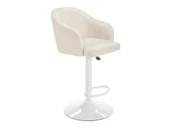 Conjunto de 2 taburetes de bar de tela y metal - Crema y blanco - CARSTEN