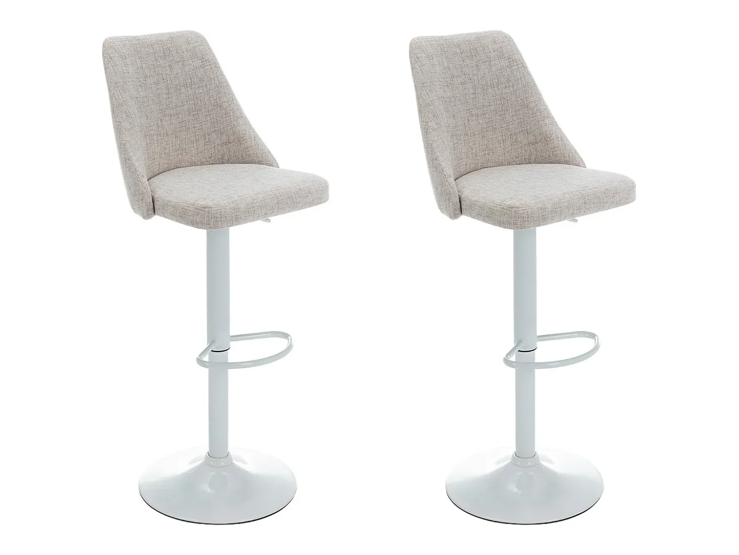 Conjunto de 2 taburetes de bar de tela y metal blanco - Beige - KIYOLA