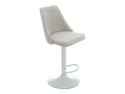 Conjunto de 2 taburetes de bar de tela y metal blanco - Beige - KIYOLA