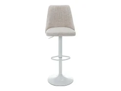 Conjunto de 2 taburetes de bar de tela y metal blanco - Beige - KIYOLA