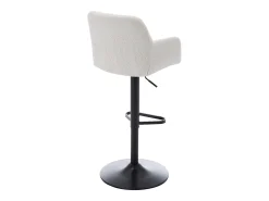 Conjunto de 2 taburetes de bar de tela rizada y metal - Altura ajustable - Blanco - PEGA