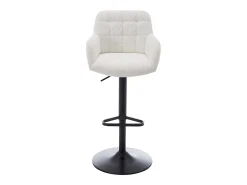 Conjunto de 2 taburetes de bar de tela rizada y metal - Altura ajustable - Blanco - PEGA