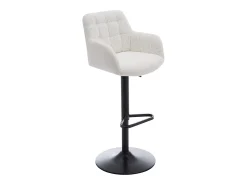 Conjunto de 2 taburetes de bar de tela rizada y metal - Altura ajustable - Blanco - PEGA