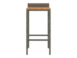 Conjunto de 4 taburetes de bar grises en resina trenzada y madera de acacia.