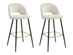 Conjunto de 2 taburetes de bar de pana y metal - Crema - FINCHY by Pascal Morabito
