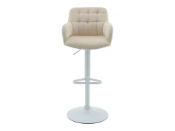 Conjunto de 2 taburetes de bar de terciopelo y metal blanco - Altura ajustable - Crema - PEGA