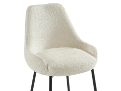 Conjunto de 2 taburetes de bar de tela rizada y metal negro - blanco - TOYBA