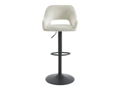 Conjunto de 2 taburetes de bar de pana y metal - Altura ajustable - Crema - ZINEA