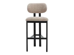 Conjunto de 2 taburetes de bar en tela texturizada y madera de hevea negra - Topo - YELAZ
