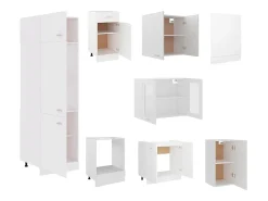 Conjunto de armarios de cocina de 8 piezas "Lyon" de madera de ingeniería blanca