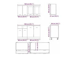 Conjunto de armarios de cocina Lyon 4 pcs Roble ahumado